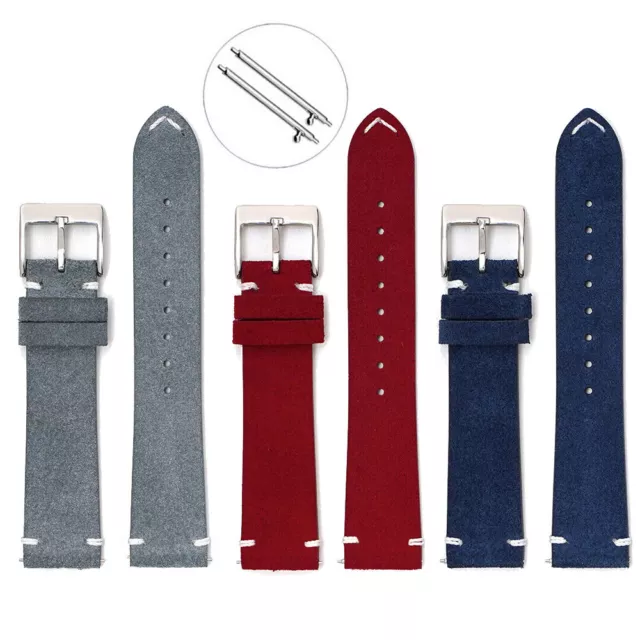 Fashion Suede Genuine Leather Watch Band Replacement Strap Wrist Bracelet 20 22