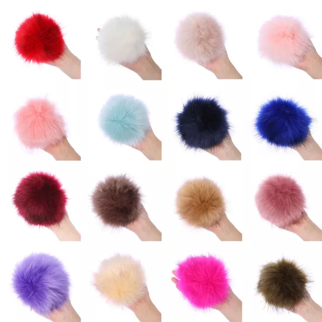 15cm New Beanies Cap Women Skullie Knitted Hat Imitation Fur Pompom