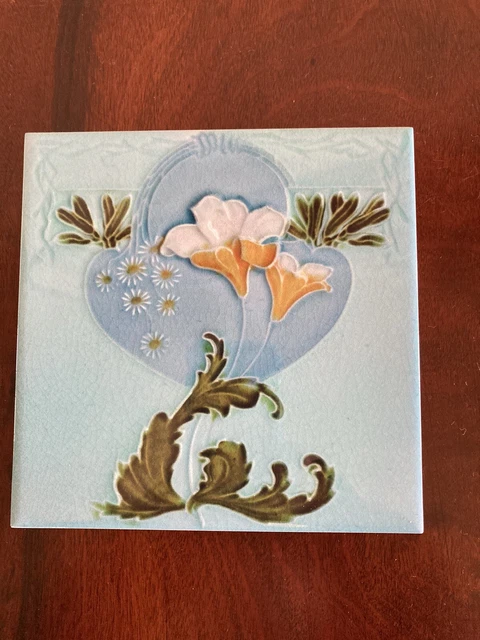 Art Nouveau Vintage Ceramic Tile  Trivet Reproduction