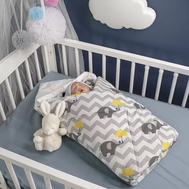 Cotton Baby Swaddle Wrap Bedding Blanket Pillow  0-3 grey yellow grey elephant