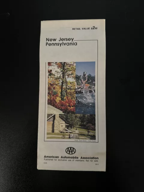 Vintage 1964-65 Edition AAA New Jersey Pennsylvania Travel Road Map~Box F3