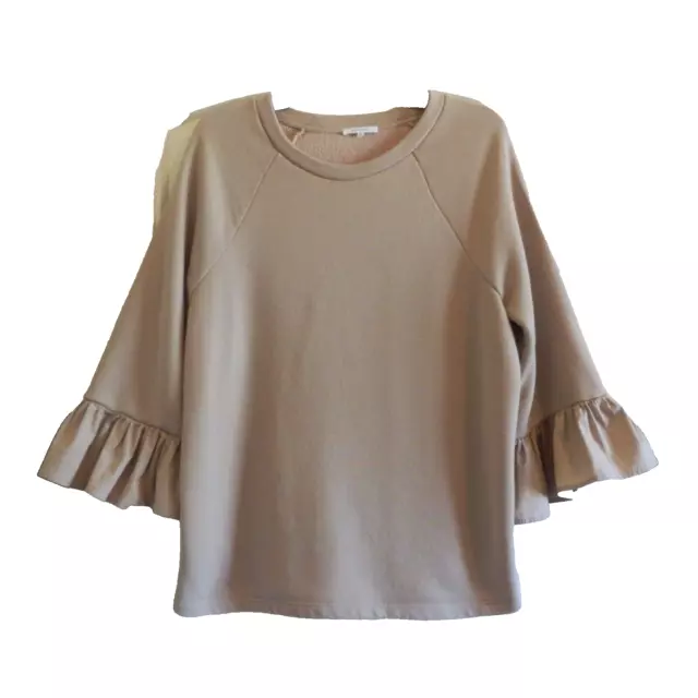 Pleione USA Anthropologie Womens Khaki Sweatshirt Top Blouse Shirt SZ M