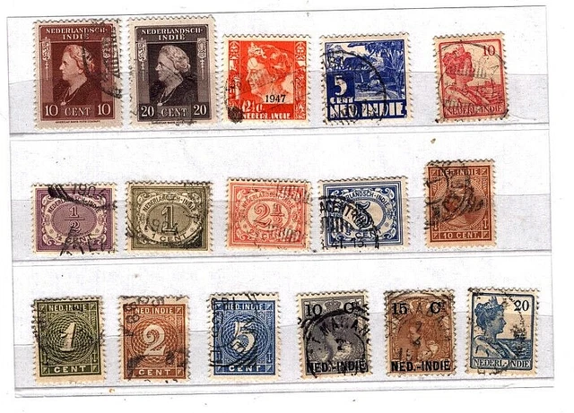 NIEDERL. INDIEN,  Lot mit gestempelten Marken (2)