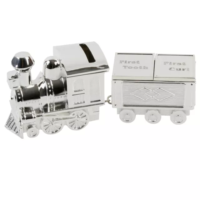 Silver Plated TRAIN Money Box & 1st Tooth / 1st Curl Boxes - New Baby