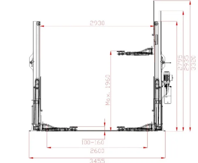 ATH-Heinl Auto 4t 4000kg 2-poteau Lift ATH Ascenseur Pur 2.40 400V 190cm 2