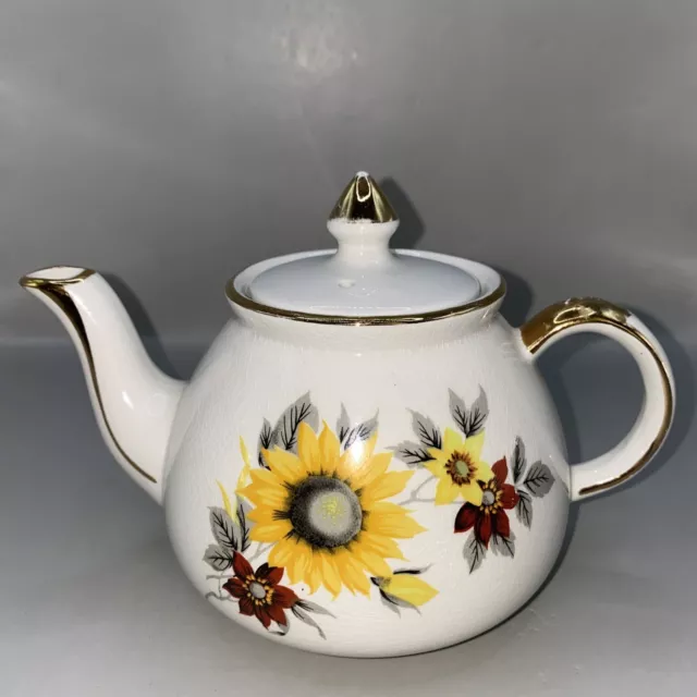 Vintage Gibsons Staffordshire England Teapot Yellow & White Flower Tea Pot