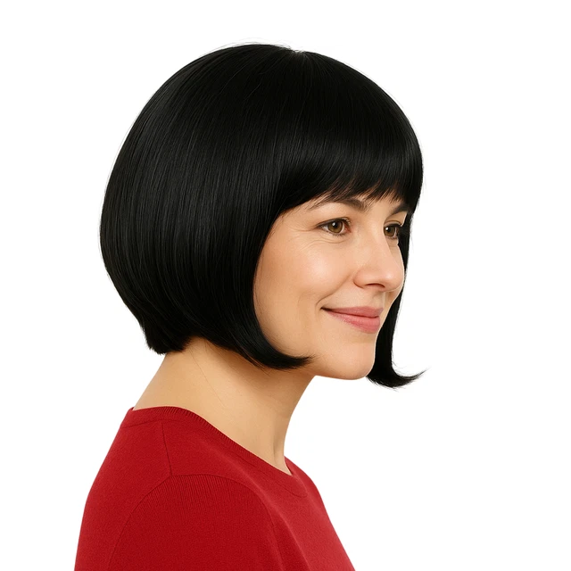 Perruque Courte ALICIA Couleur Noir 1B - Fibre Synthétique Réaliste - Bonnet Moyen - Neuf Avec étiquettes