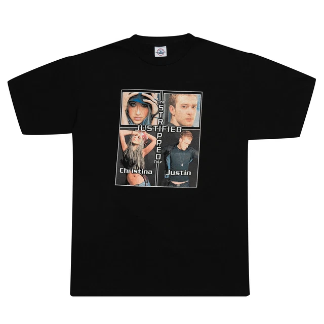 The "Justified & Stripped Tour" Justin Timberlake Christina Aguilera Tee Black
