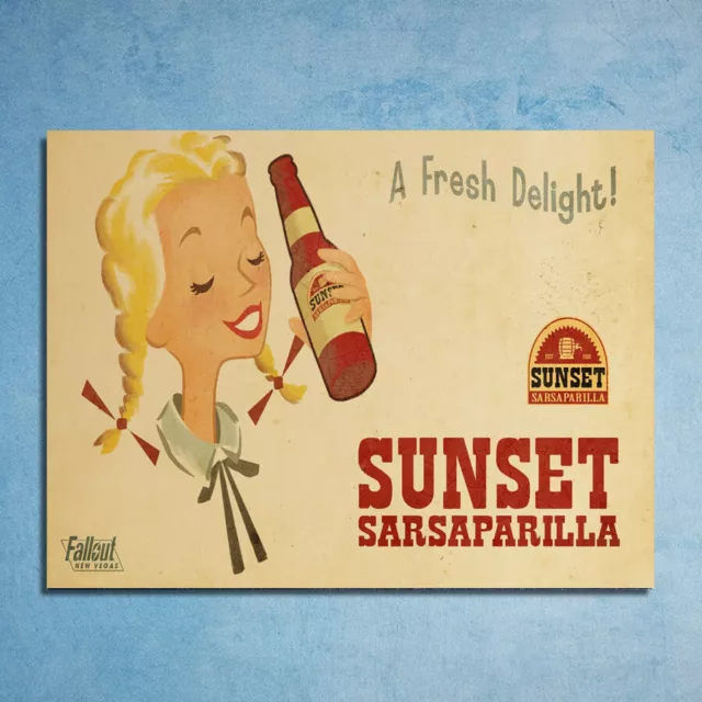 Sunset Sarsaparilla  Fresh Delight gaming vintage style metal plaque sign poster