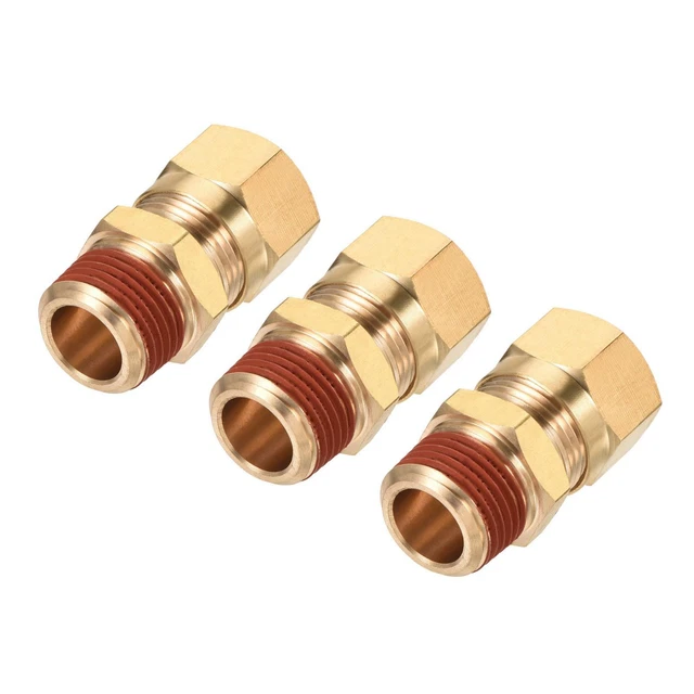Compression Tuyau Raccord 3/8NPT x 1/2" Tuyau OD Droit Adaptateur Paquet de 3