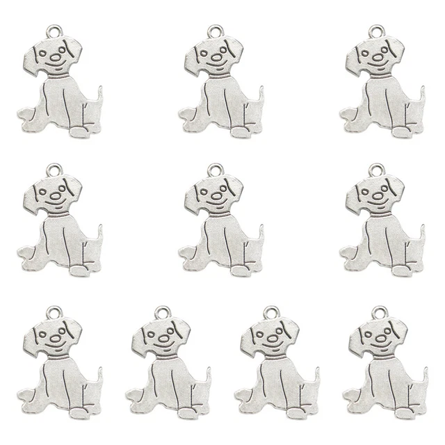10 Pcs DIY Pendant Charms Dog Pendants Antique Jewelry Puppy