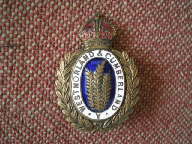 WW1 Westmorland & Cumberland Yeomanry Enameled Brass Sweetheart Brooch