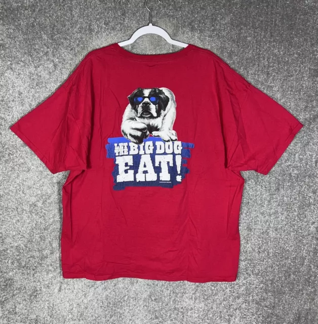 Big Dog 2010 Let The Big Dogs Eat T-Shirt Mens Size 2XL Red Short Sleeve XXL 2X 2