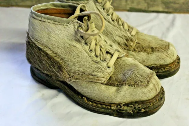 Norsk shoes tryvann 2181 tooled leather shoes "HAIRY" unique very rare sz men 5 2