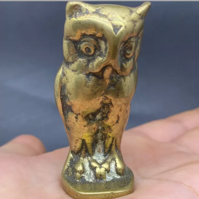 Museum quality Ancient Greek brass owl Athena athica Greek symbol figure 3