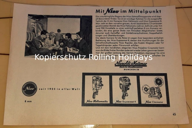 Werbung – Nizo-Schmalfilmapparate – Niezoldi & Krämer (München) – 50er Jahre