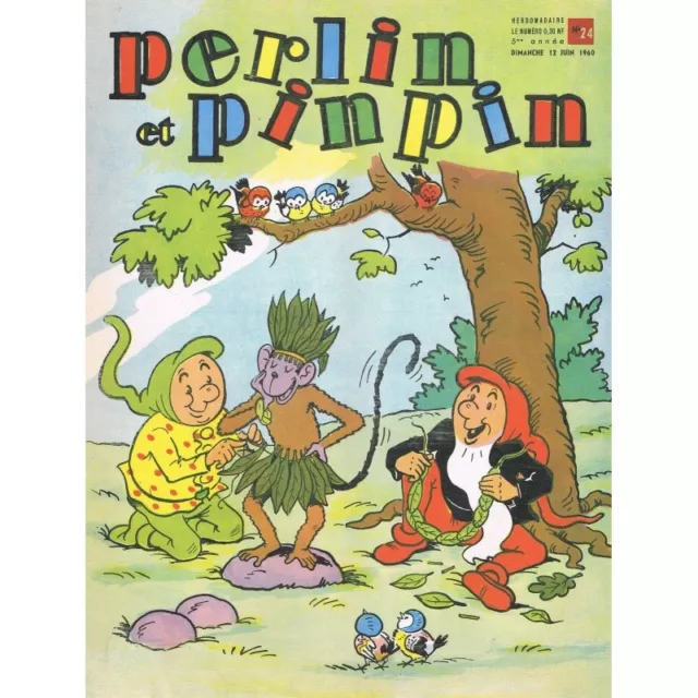 PERLIN et PINPIN Juin 1960 N°24 Hebdomadaire pour ENFANTS Jeux et BD 5ème année