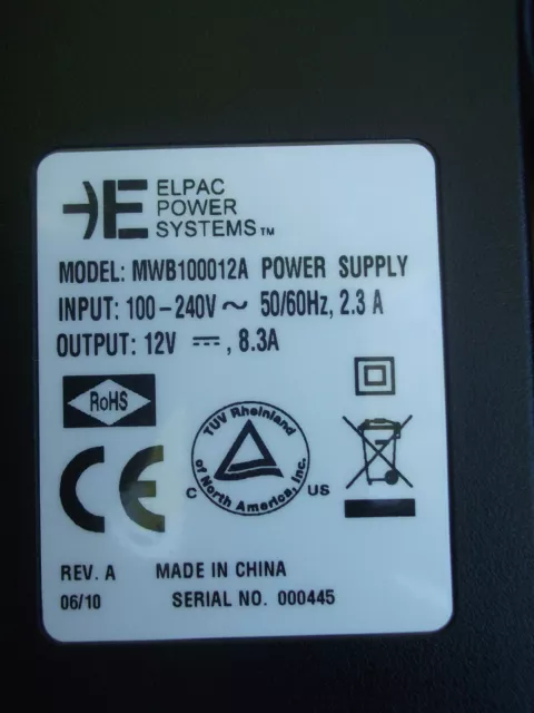 Elpac Mwb100012A-12A Power Supply 12Vdc 8.3A 100W 4Pc Lot Free Shipping