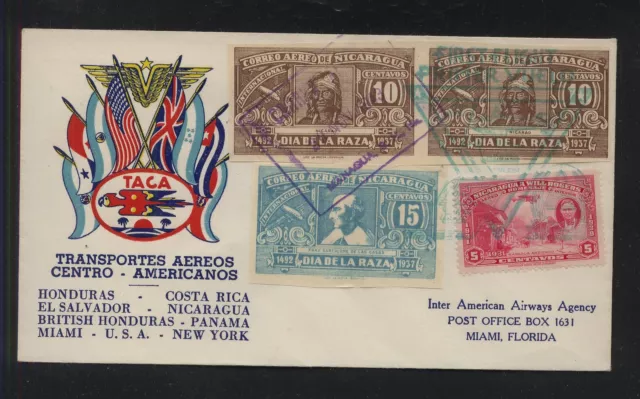 Nicaragua nice TACA flight cover  to  US      MS1009