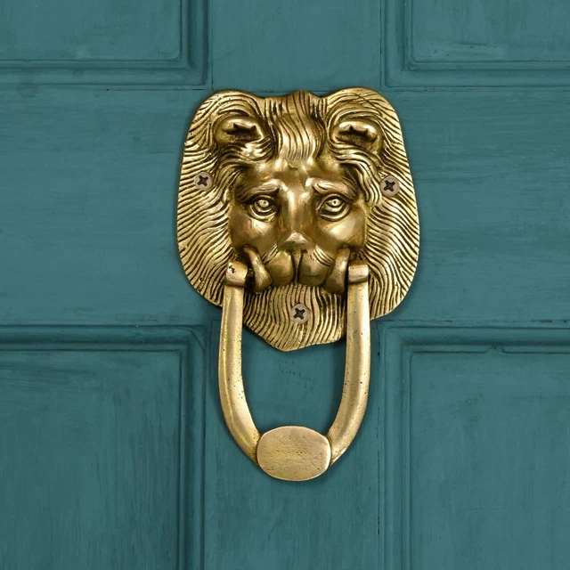 Fait à la Main Unique Laiton Lion Heurtoir de Porte Tête