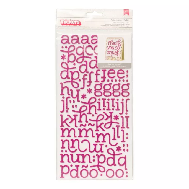 NEW American Crafts Thickers Pink Strawberry Eclair Glitter Alphabet Stickers By