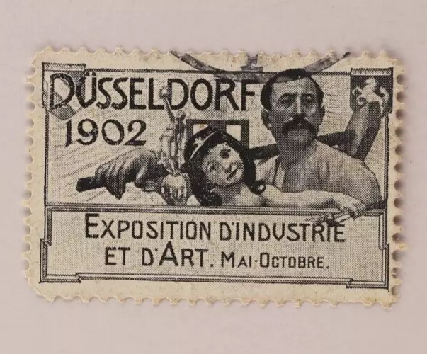 Exhibition Of Industry and Art Dusseldorf 1902 German Poster Stamp Ad