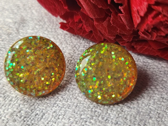 Boutons Vintage Rosés à Bord Transparent - Diamètre 3,3 Cm - Lot De 2 - Occasion - Parfait Pour Customisation