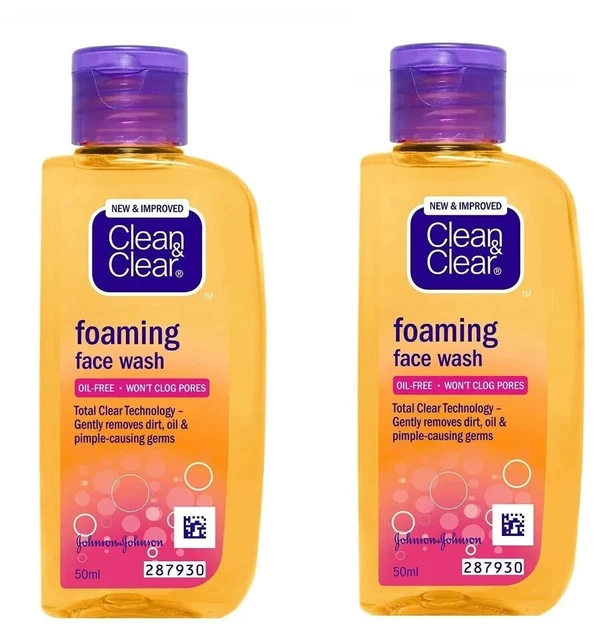 CLEAN CLEAR Foaming Face Wash used for oily and pimple prone skin of 2 x 50ml 13.46 PicClick UK