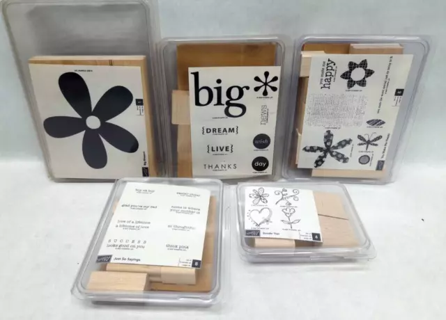 Stampin' Up! Stamps Lot of 5 Sets - Think Big/Doodle/Just Sayings/Happy/Blossom