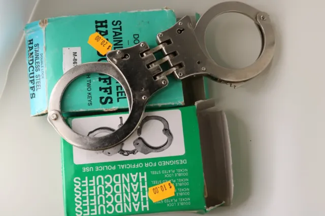 Group of 2 Stainless Handcuffs and Keys with boxes