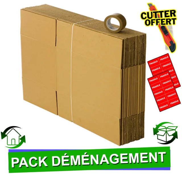 CARTONS DE DEMENAGEMENT : le pack de 20 cartons livres 35X27.5X33