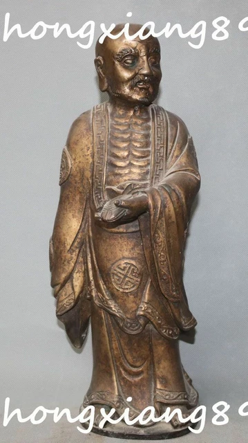 39CM Old Tibetan Bronze Gilt Lohan Arhat Damo Bodhidharma Dharma Buddha Statue