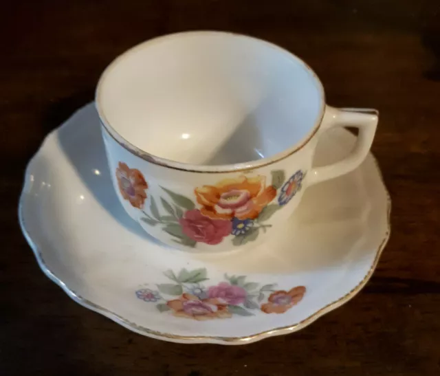 Très Petite Tasse à  Café / Moka Porcelaine Phoenix ITC décor fleuri