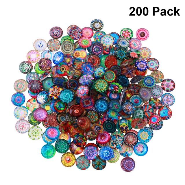 200pcs  DIY Runde Mosaikfliesen Klar Cabochons Glas Gemischte