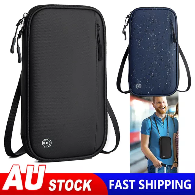 Waterproof RFID Blocking Neck Wallet Pouch Purse Cards Money Passport Holder