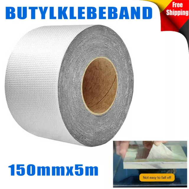 15cm*5m Qualität Wasserdichtes Klebeband Butylkautschuk Aluminiumfolie Band NEU