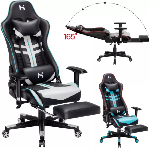 Gaming Stuhl Ergonomischer Bürostuhl PC Stuhl mit Kopfstütze, Lendenkissen