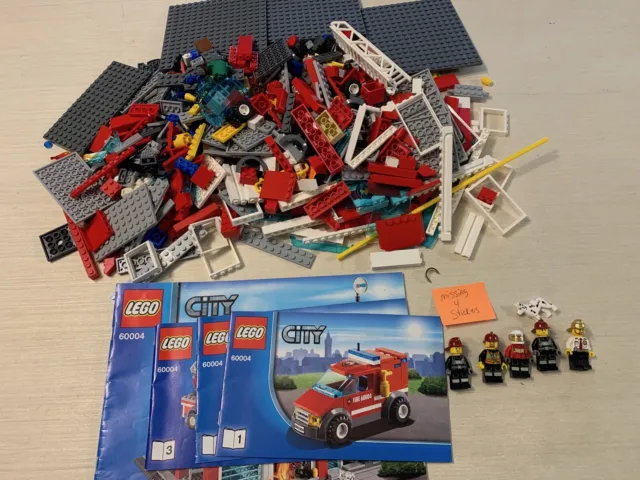 LEGO #60004 CITY - Fire Station 100% missing 4 stickers