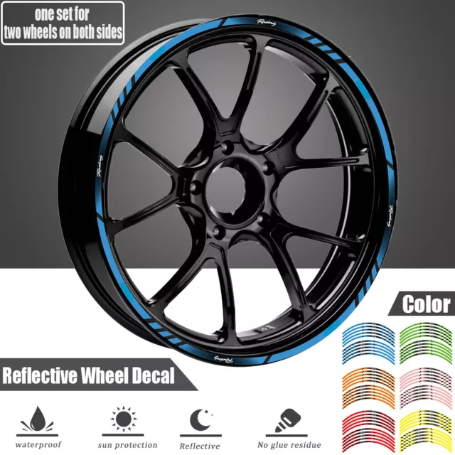 17" Reflective Motorcycle Wheel Sticker Rim Decals For Yamaha YZF R1 R6 R3