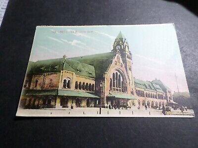 CPA 57 metz, the new station, vf postcard