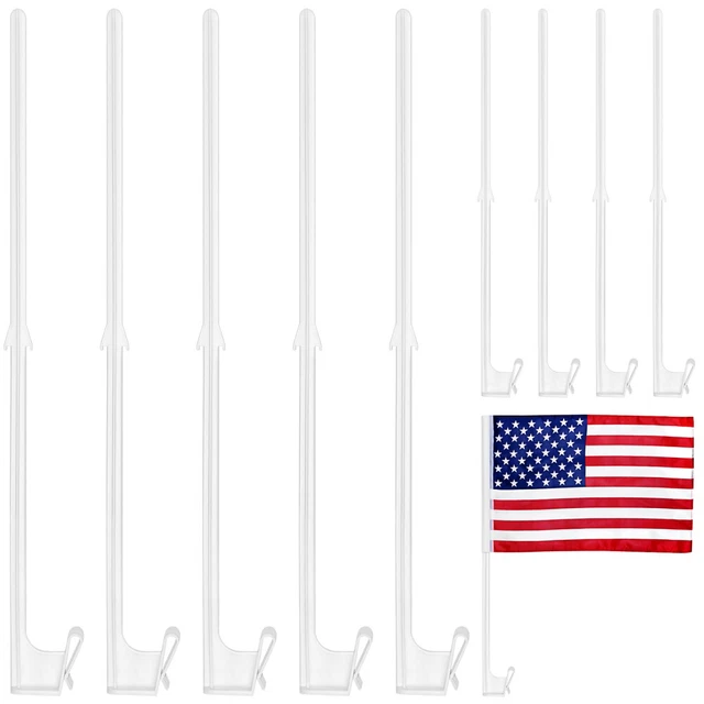 Lot De 10 Mâts Drapeau Voiture Yardenfun - Montage Fenêtre - Pour Défilés, Festivals - Noir/Blanc