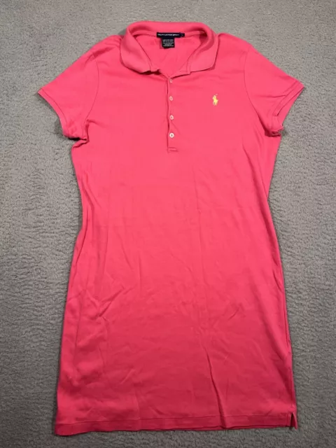 Ralph Lauren Sport Women’s Polo Shirt Dress Pink Cotton Short Sleeve Large L