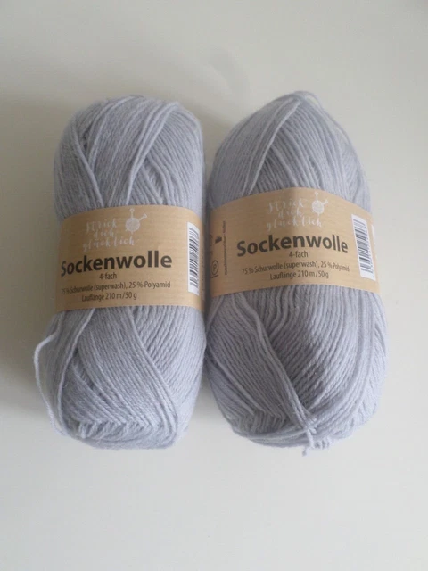 100g Sockenwolle  hellgrau   NEU