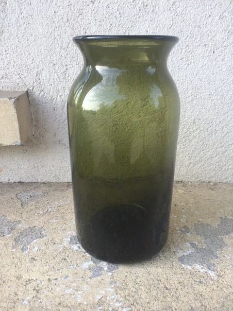 Bocal Ancien La Lorraine – Verre Fumé Vert – Emblème Le Chardon – 1L – Vintage