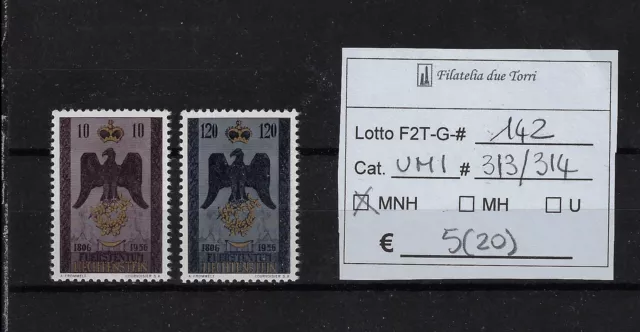 Liechtenstein 1956 150° Sovranità Unif 313/314