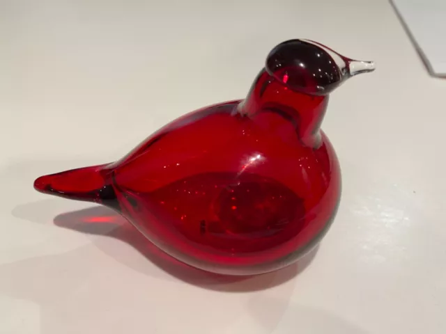 Oiva Toikka Nuutajarvi Iittala Art Glass Bird Little Tern Cranberry Red Signed