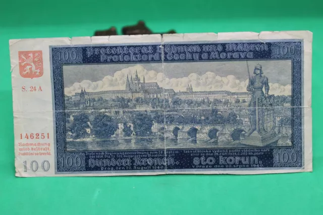 1940 Bohemia & Morovia 100 Kronen Korun 146251
