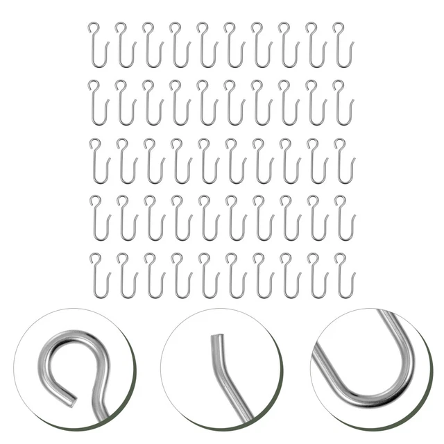 100 un. ganchos de cortina en forma de S para el hogar cortina universal de acero inoxidable hechos