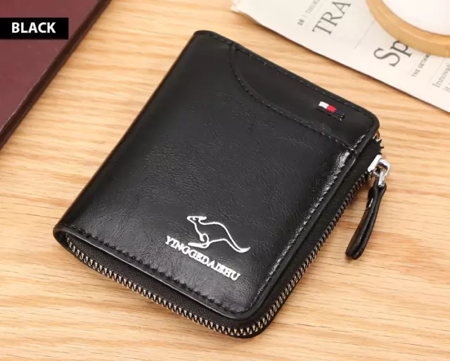 Mens RFID Blocking Leather Wallet Credit Card ID Holder Zipper Purse Waterproof 3