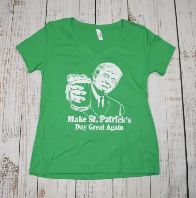 Trump Make St Patricks Day Great Again Shirt Womens Deep V-Neck Shirt Green Usa